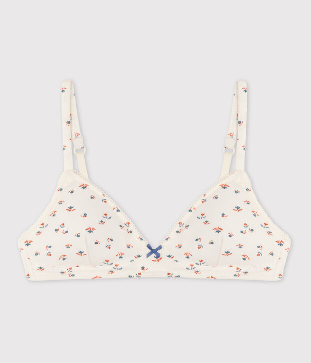 Girls' Floral Cotton and Elastane Padded Bra white/multicolor