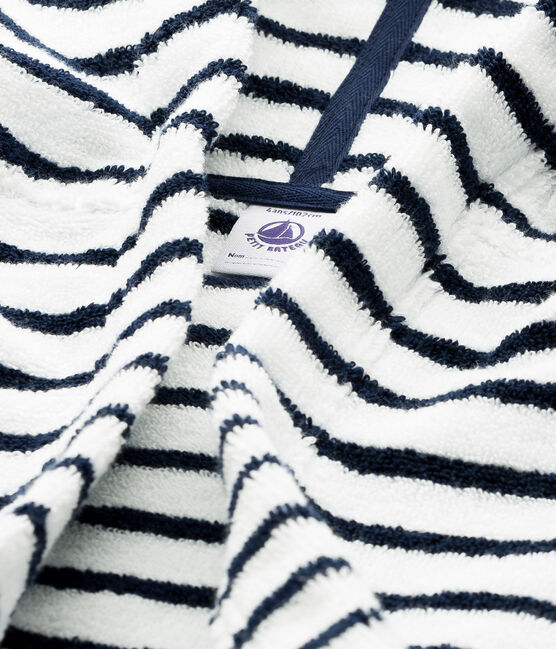 Children's Terry Bathrobe LAIT white/MEDIEVAL blue