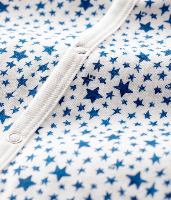 Babies' Blue Star Print Tube Knit Sleepsuit MARSHMALLOW white/MULTICO white