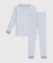 Children's fitted rocket-pattern printed cotton pyjamas MARSHMALLOW white/MULTICO white
