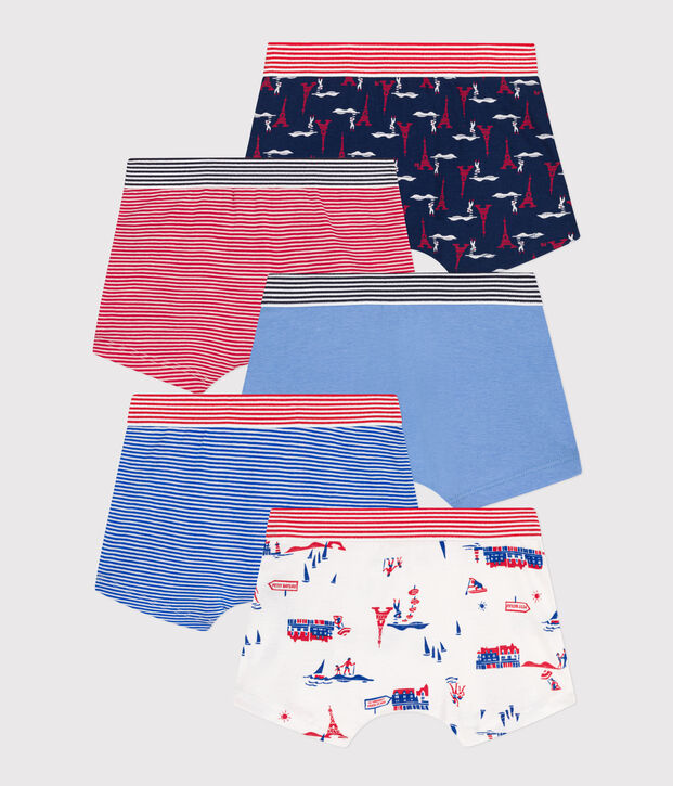 Boys' Paris Themed Cotton Boxer Shorts - 5-Pack multicolor