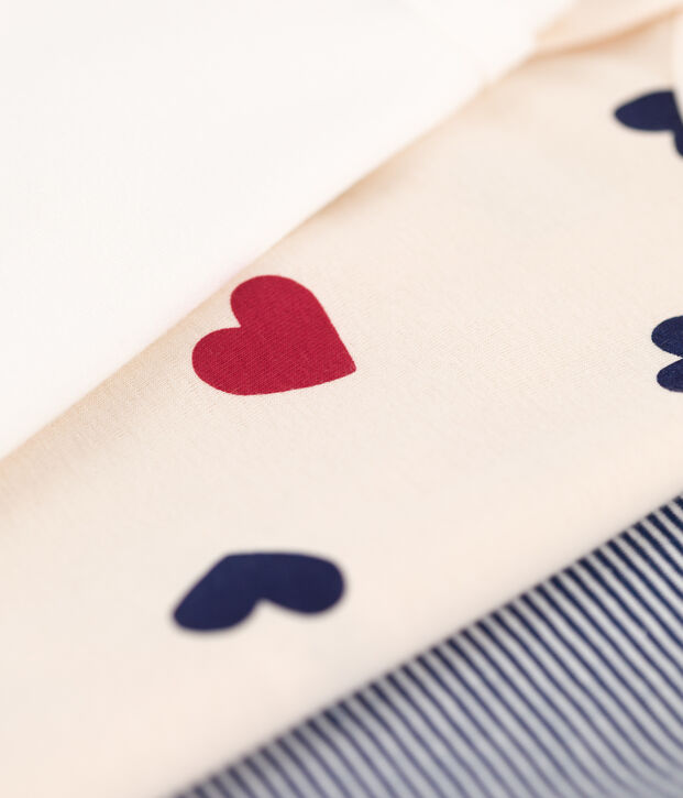 Babies' Heart Patterned Long-Sleeved Cotton Bodysuits - 3-Pack multicolor