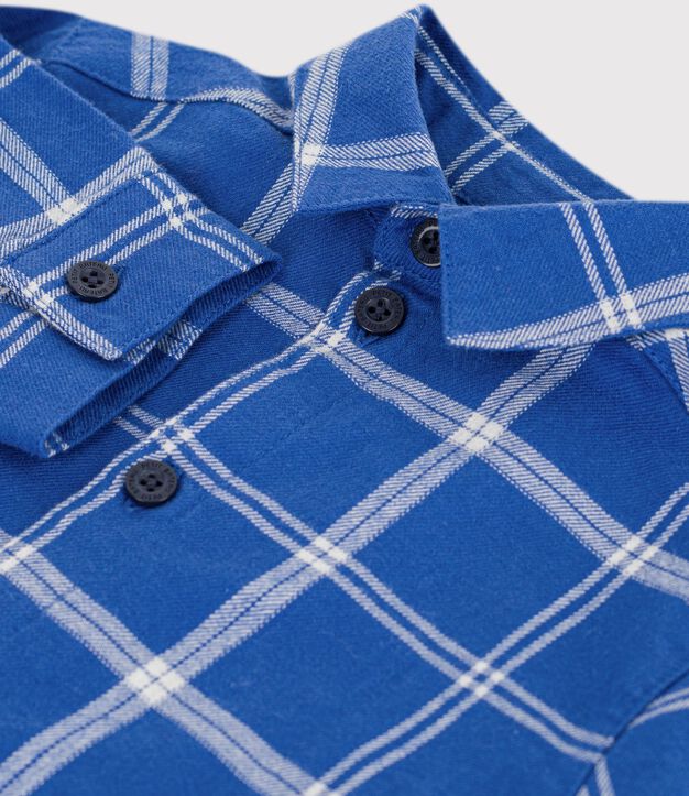 Babies' checked flannel shirt blue/ecru