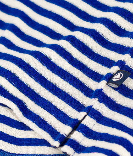 Women's Boxy Striped Cotton Terry T-Shirt SURF blue/AVALANCHE