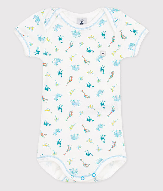 Babies' Short-Sleeved Bodysuit white/blue/multicolor