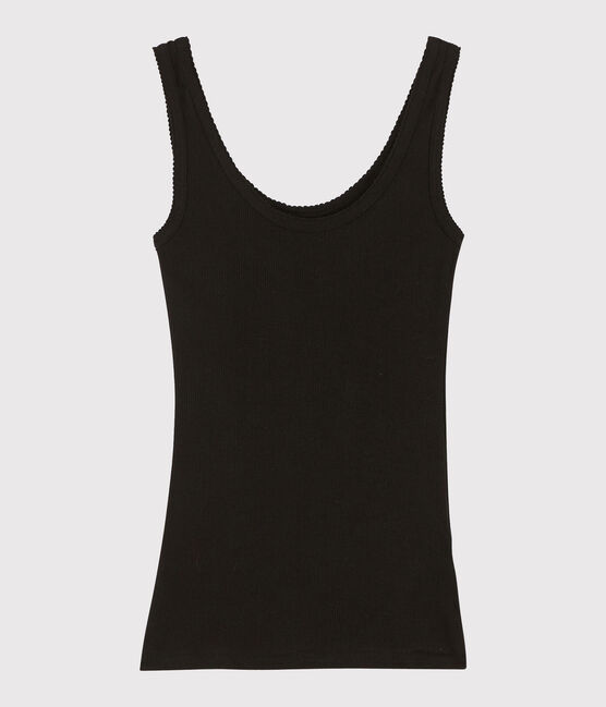 Women's Wool/Cotton Blend Vest Top NOIR black