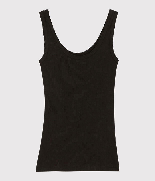 Women's Wool/Cotton Blend Vest Top black