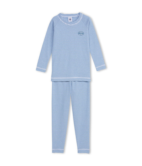 Boy's milleraies-striped  ALASKA blue/ECUME white