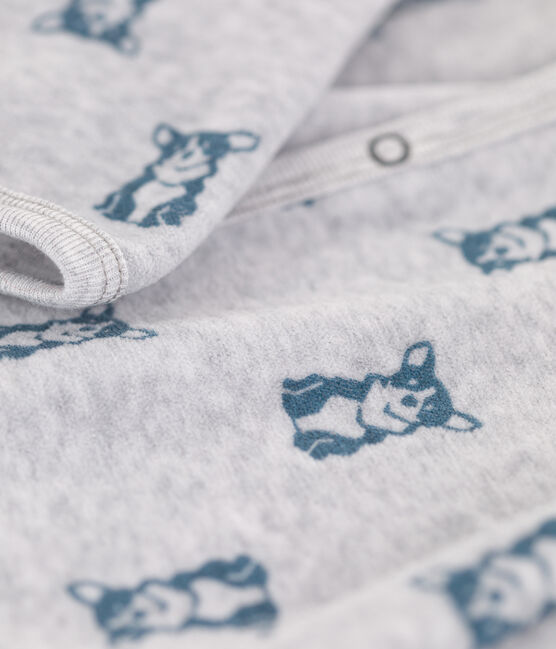 Babies' Dog Patterned Velour Sleepsuit POUSSIERE grey/ROVER