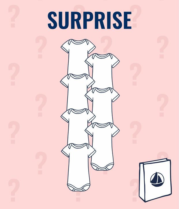 Baby girls' surprise set of short-sleeved bodysuits - 7-pack multicolor