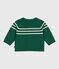 Babies' stripy wool and cotton knit cardigan WILLOW green/AVALANCHE