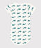 Babies' short-sleeved printed cotton body MARSHMALLOW green/DRAGONFLY