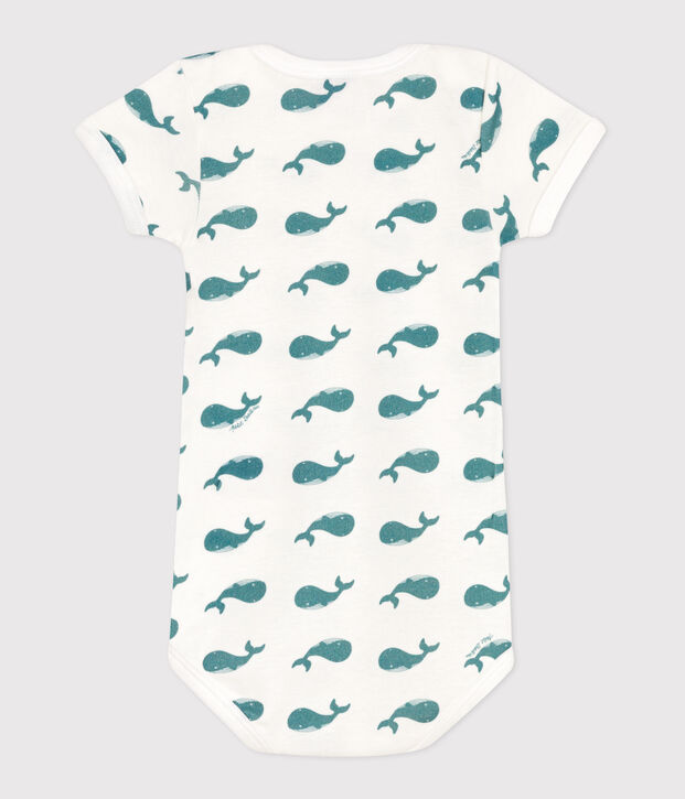Babies' short-sleeved printed cotton body green/green