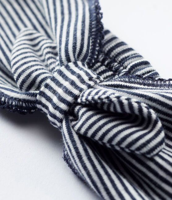 Babies' Sailor Striped Organic Cotton Headband SMOKING blue/MARSHMALLOW white