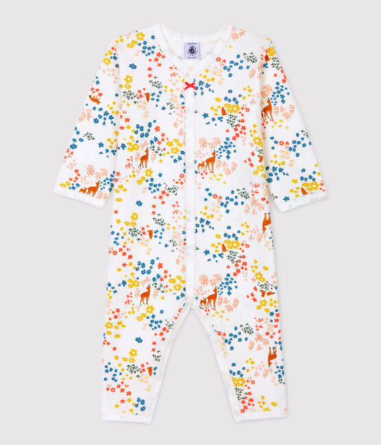 Babies' Floral Organic Cotton Sleepsuit MARSHMALLOW white/MULTICO white
