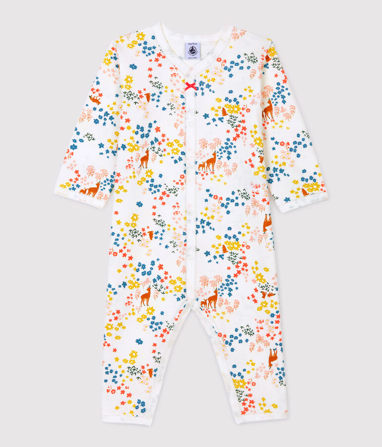 Babies' Floral Organic Cotton Sleepsuit white/multicolor