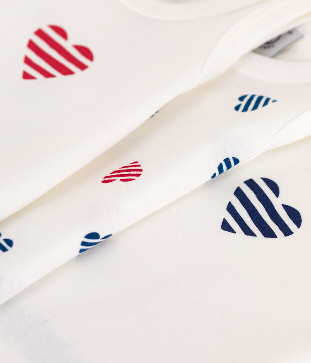 Babies' sleeveless stripy heart-pattern cotton bodysuits - 3-Pack multicolor