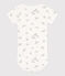 Babies' short-sleeved printed cotton body MARSHMALLOW /PAUL