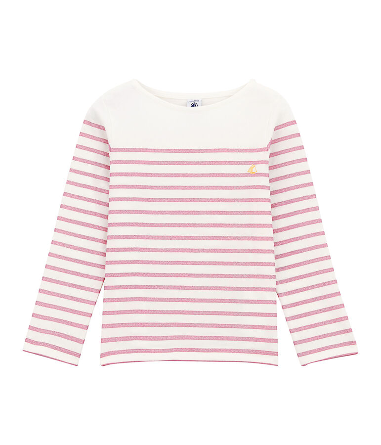 Girl's T-shirt with long sleeves white/pink
