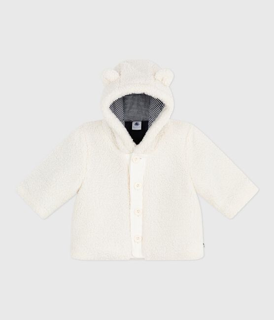 Babies' padded sherpa coat with a hood MILK Ecru