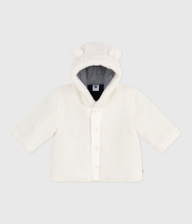 Babies' padded sherpa coat with a hood MILK