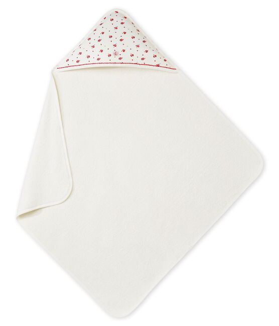 Baby girl's print bath towel in a box MARSHMALLOW white/MULTICO white