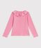 Children's long-sleeved plain T-shirt with a collar pink