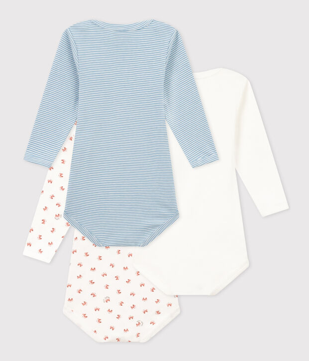 Babies' Long-Sleeved Cotton Bodysuits - 3-Pack multicolor