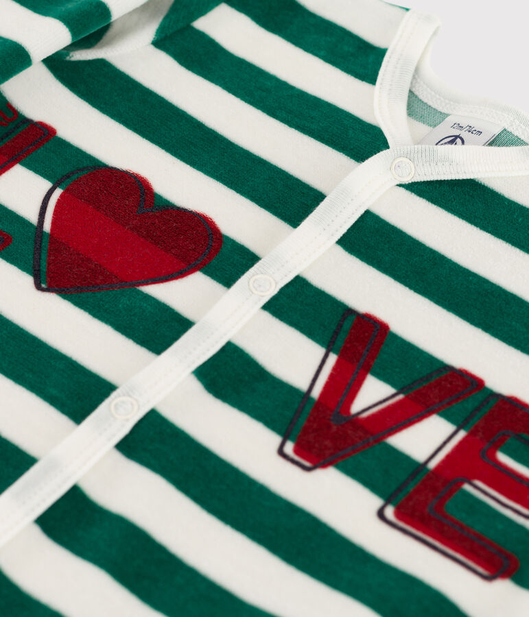 Babies' Velour Sleepsuit green/white