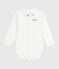 Babies' body with an embroidered collar and a message on the chest MARSHMALLOW red/CORRIDA white