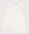 Children's short-sleeved cotton dress MARSHMALLOW white/ARGENT grey