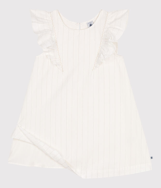 Children's short-sleeved cotton dress white/grey