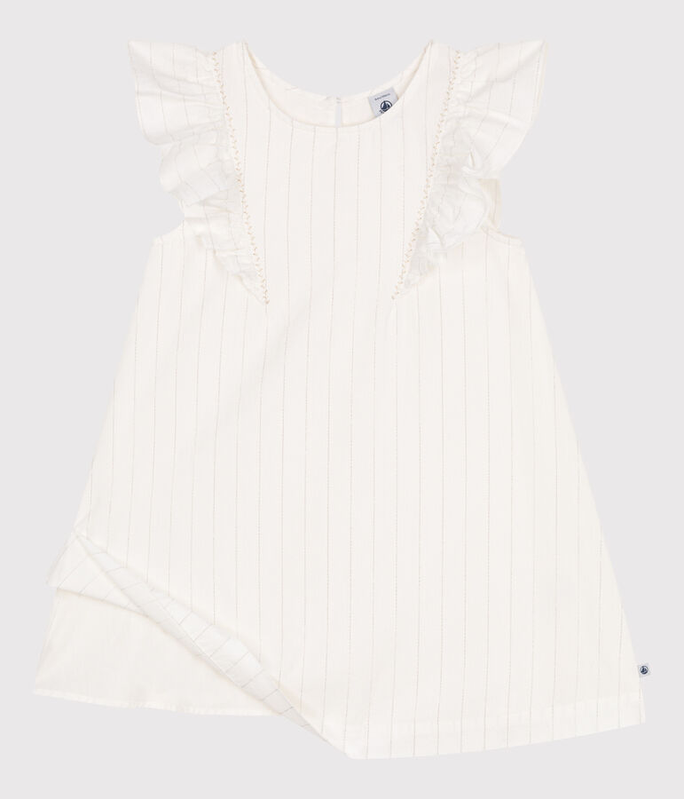 Children's short-sleeved cotton dress white/grey