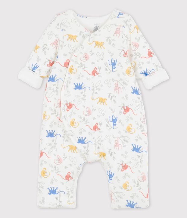 Babies' Organic Tube Knit Print Long Playsuit white/multicolor
