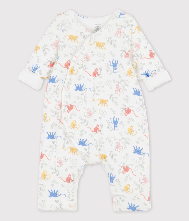 Babies' Organic Tube Knit Print Long Playsuit white/multicolor