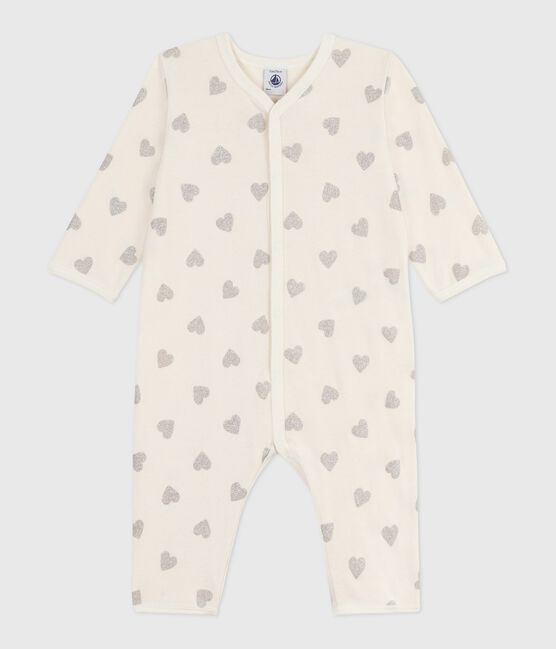 Babies' footless printed cotton pyjama suit MILK Ecru/ARGENT