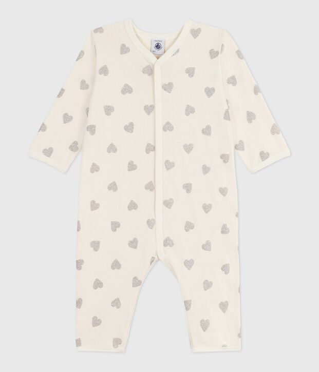 Babies' footless printed cotton pyjama suit Ecru/grey
