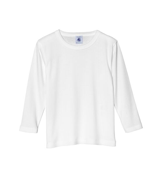 Boy's long sleeve plain T-shirt ECUME white