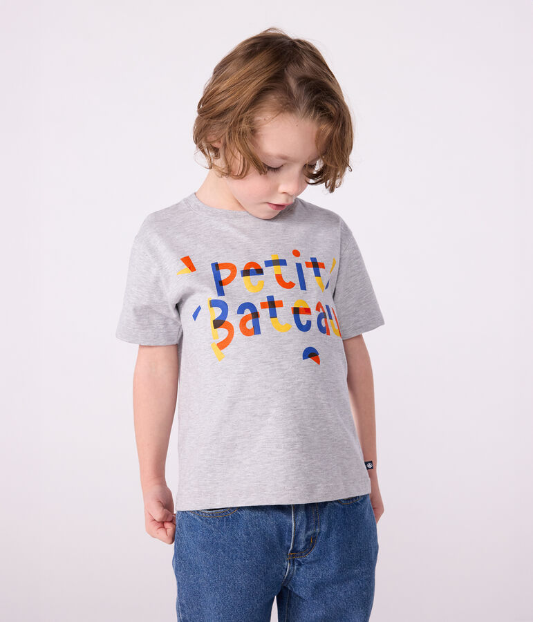 Children's short-sleeved printed T-shirt grey
