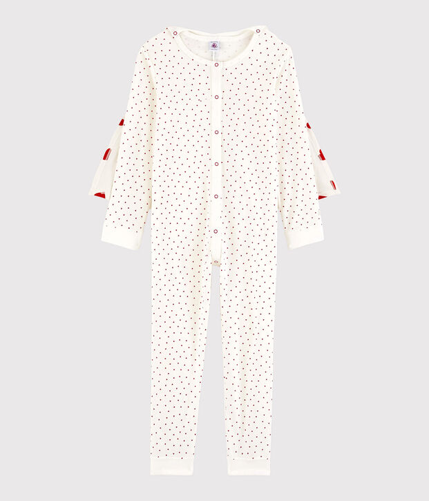 Girls' Superhero Fancy Dress Organic Cotton Jumpsuit white/red