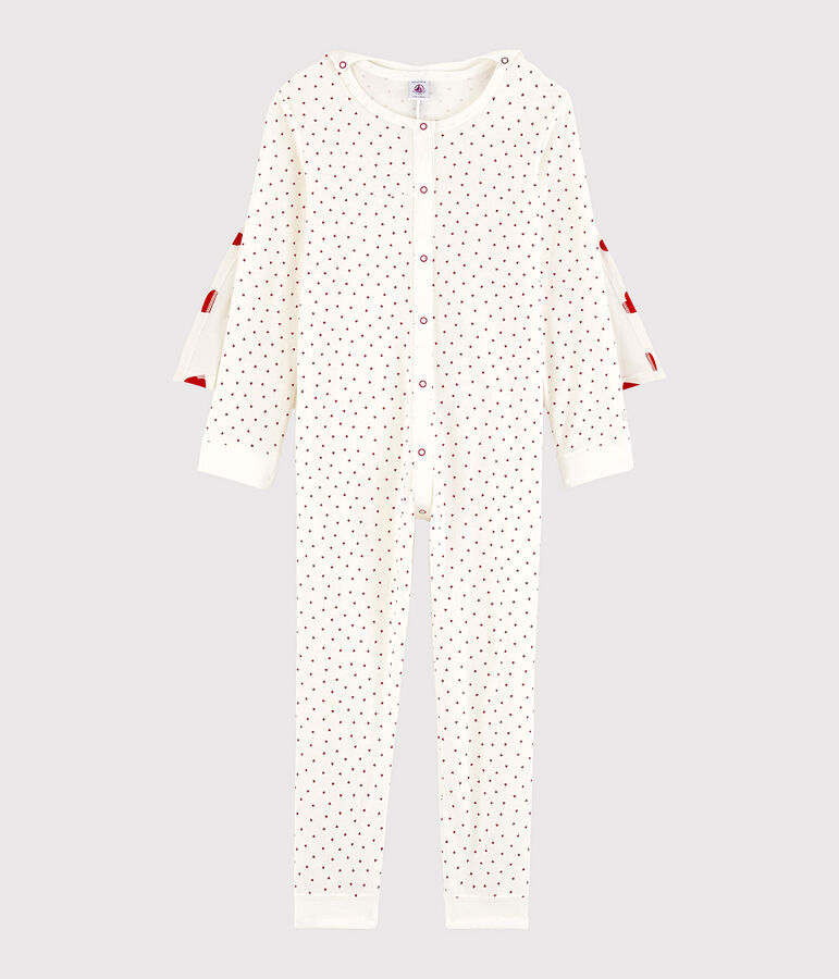 Girls' Superhero Fancy Dress Organic Cotton Jumpsuit white/red