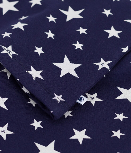 Children's pyjamas in star-print fleece SOIR blue/MARSHMALLOW