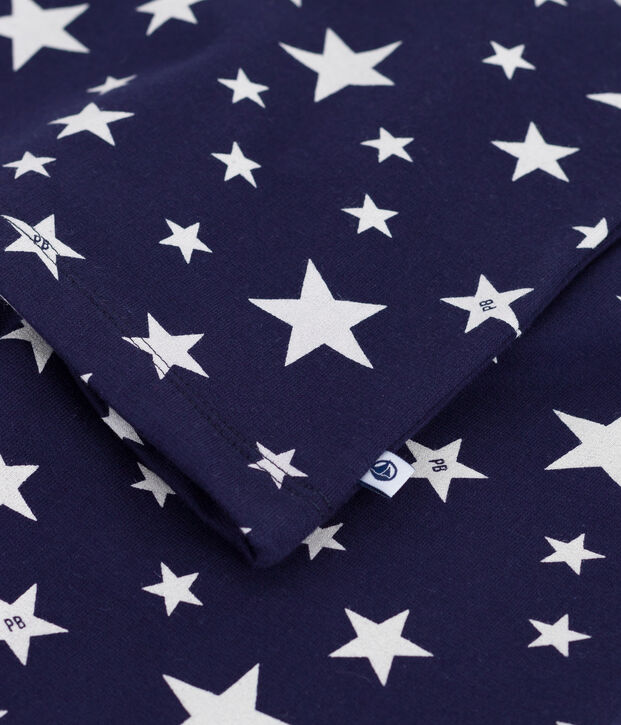 Children's pyjamas in star-print fleece blue/white