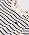 Babies' Stripy Cotton Short-Sleeved T-Shirt MONTELIMAR beige/SMOKING blue