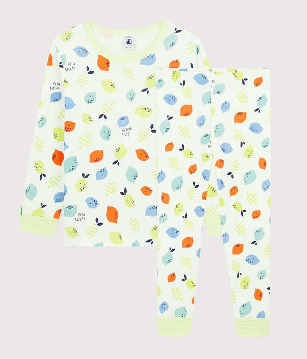 Unisex Lemon Pattern Organic Cotton Pyjamas white/multicolor