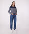 Women's long-sleeved cotton Breton top SMOKING blue/MARSHMALLOW white