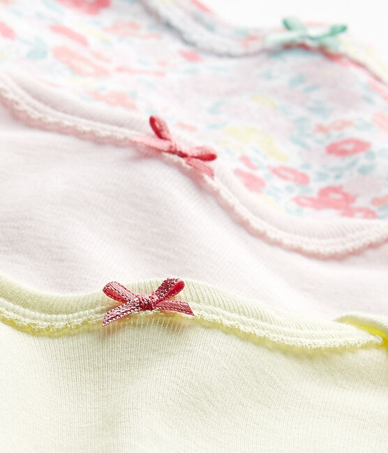 Set of 3 baby girls' short-sleeved bodysuits LOT white