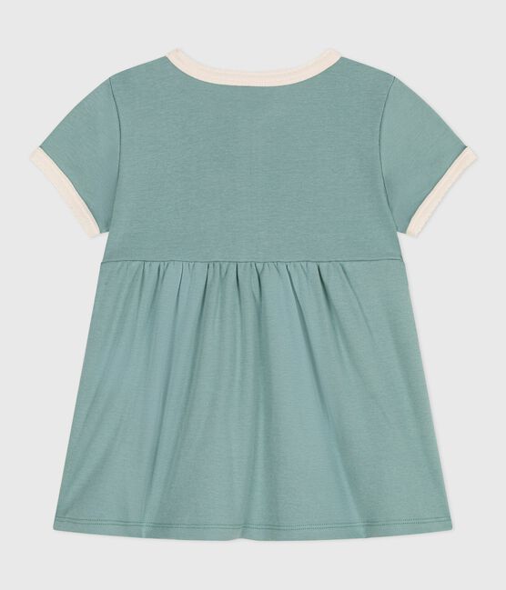 Babies' short-sleeved plain cotton dress with contrasting details PAUL green