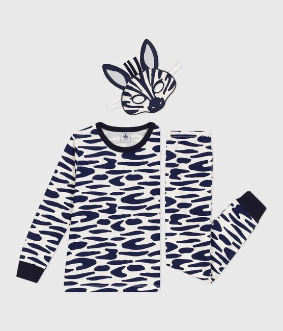 Children's zebra print cotton fancy dress pyjamas MILK blue/SOIR