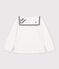 Children's long-sleeved plain cotton blouse with a collar white